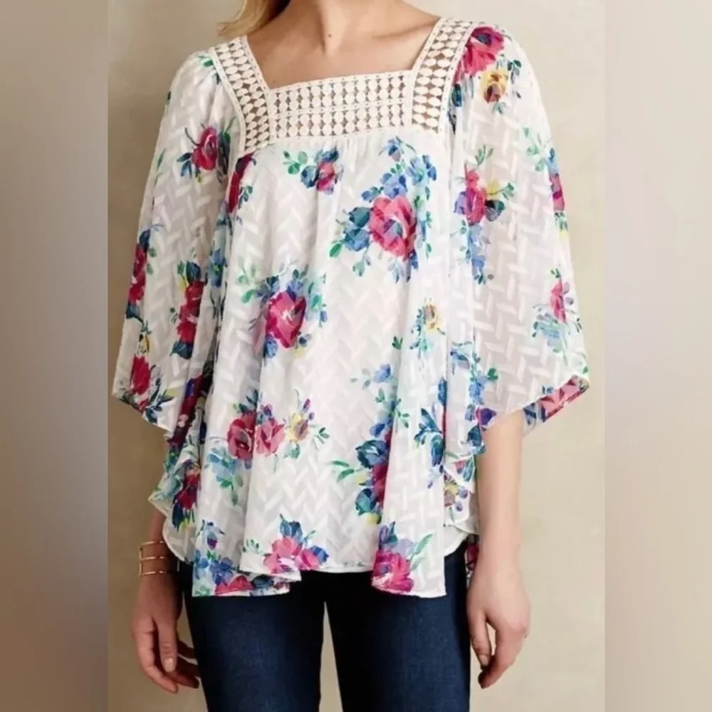 Excellent Condition, Meadow Rue/Anthropologie Flutter/Kimono Oversized Top, Sz S - Picture 2 of 12